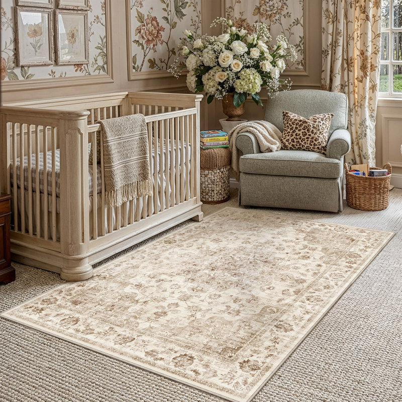 Tapis persan à motif antidérapant Rosalie, Rectangulaire 3 pi x 5 pi