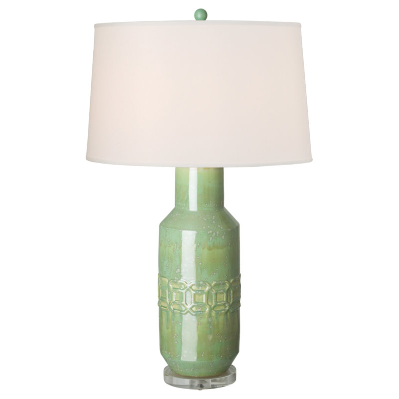 Lampe de table 35 po Arnault, Vert moucheté, Blanc
