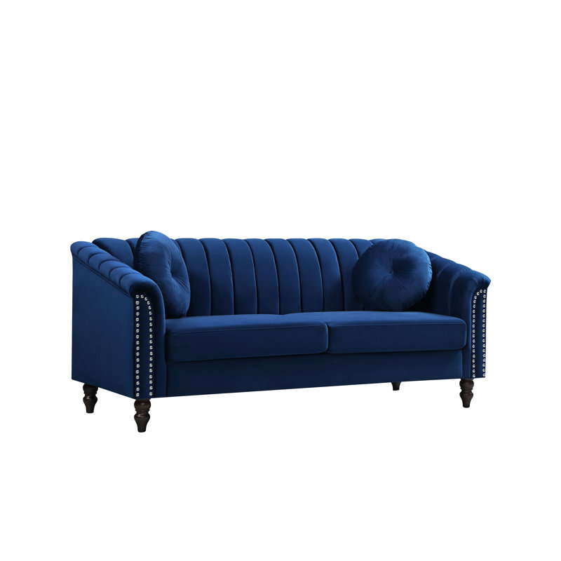 Leiliana Velvet Living Room Sofa,, Royal Blue Velvet