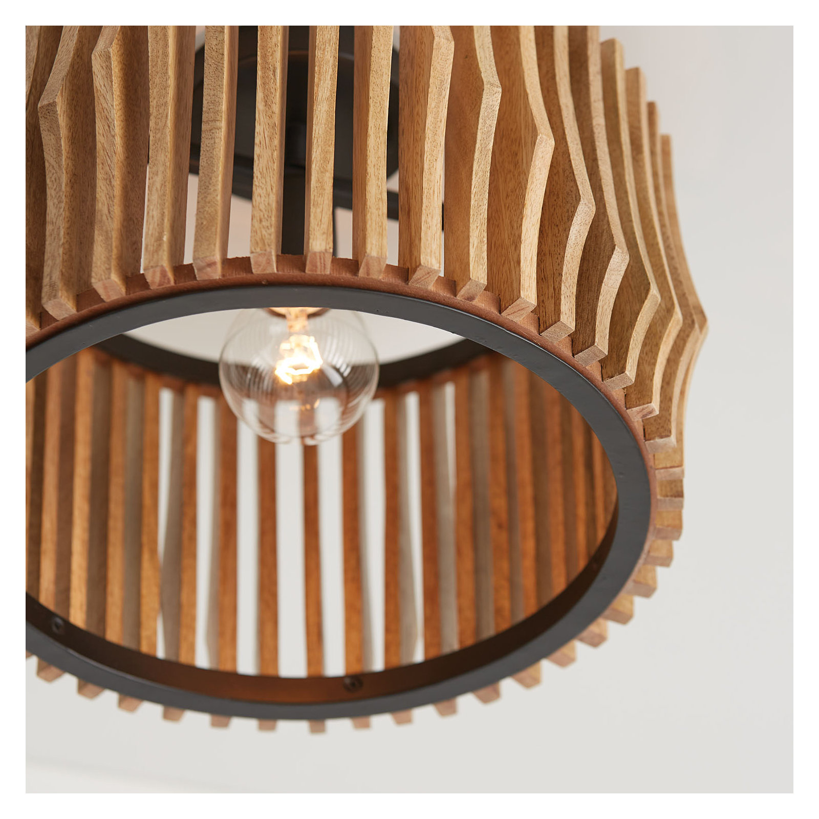 Cortia Single Light Solid Wood Dimmable Pendant