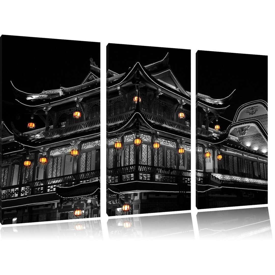 3-tlg. Leinwandbilder-Set „Traditionelles chinesisches Haus“, Fotodruck