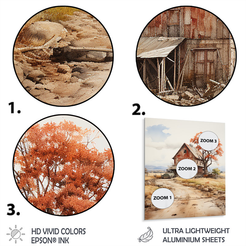 Barns Rustic Charm VI - Art mural en métal Barns, H 32 po x l 16 po x P 1 po