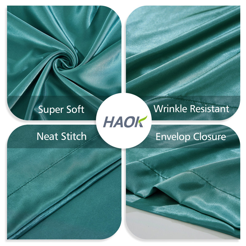 Taie d'oreiller en satin HAOK, Taie d'oreiller taille très grand, Sarcelle