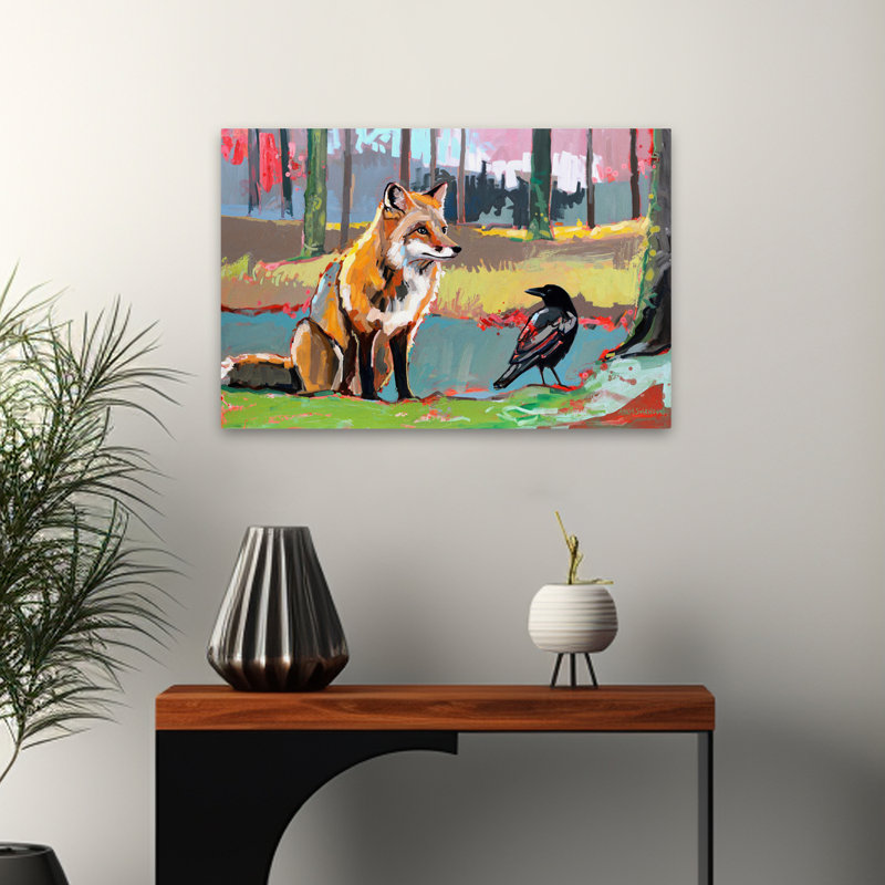 Rendez-vous ici - animaux, oiseaux, renards, art, H 24 po x l 16 po