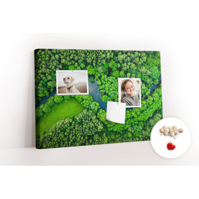 Wall Mounted cork board with print decorative wall message pin boards for office bulletin board ideas River in forest