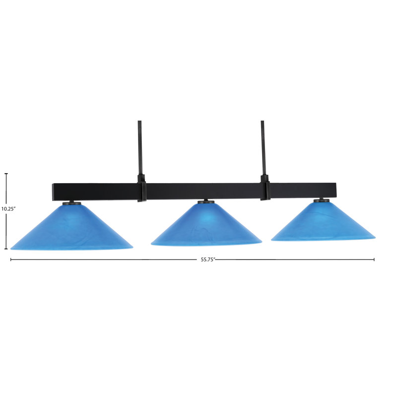 Bar 3 lumières Raheemah Wellington, H 10,25 po x l 16 po x P 16 po, Bleu, Noir mat