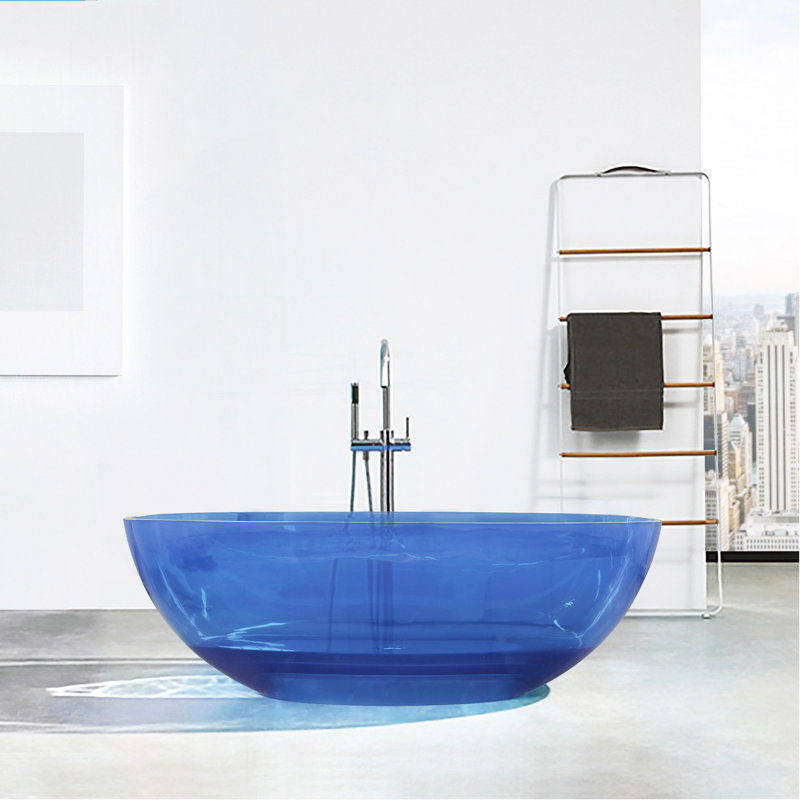 64 Inch Freestanding Solid Surface Soaking Bathtub For Bathroom