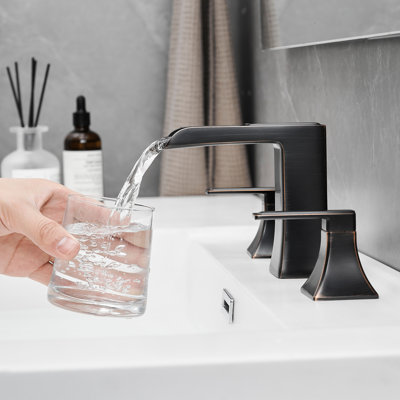 8 Inch Widespread Bathroom Sink Faucet, 3 Hole, Double Lever Handle, With Pop Up Drain And Strong Hose Basin Mixer Tap, , Handle