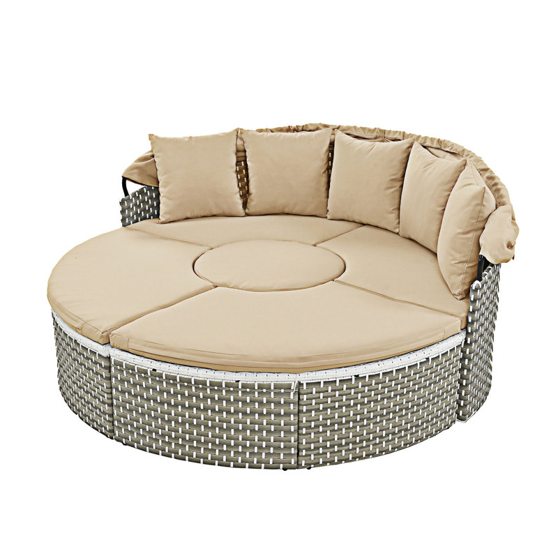 Ensemble de salon de jardin d'extérieur avec canapé modulaire, Coussin café clair / cadre gris