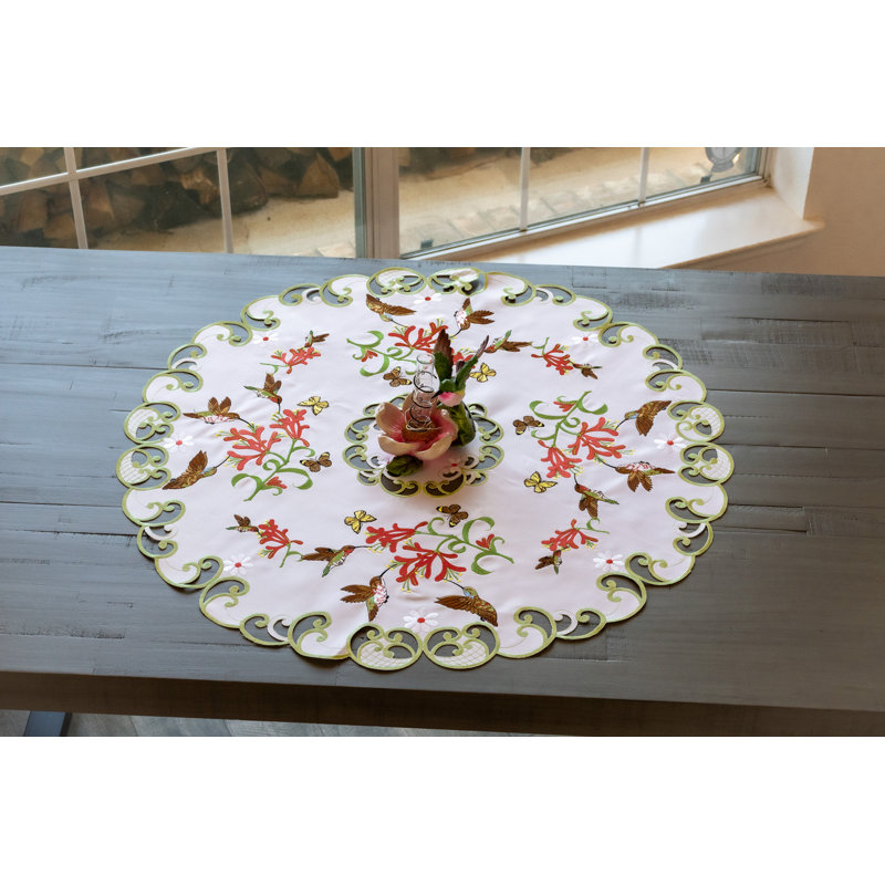 Decorative Round Table Topper With Hummingbirds (34" Round)