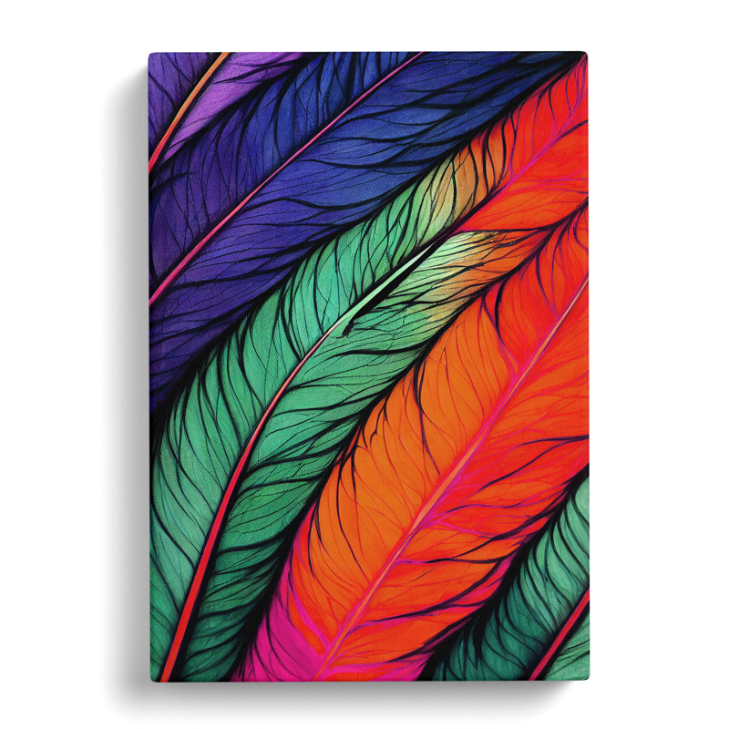 Feathers In Colour No.5 - Wrapped Canvas, 50cm H x 35cm W x 3cm D