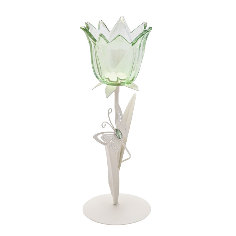 29.5Cm Glass Metal Tabletop Votive Holder