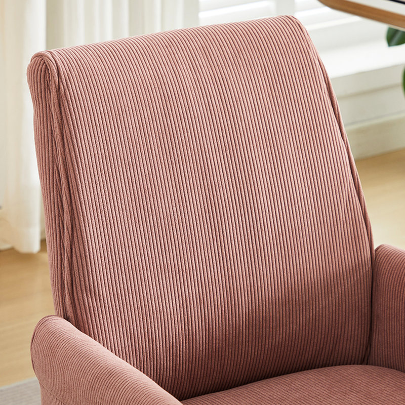 Mid - Back Liftable Pink Office Chair With Striped Corduroy, Ergonomic , Golden Base And Memory Foam Cushion For Working At Desk. 24.56 In Depth, 23.9 Width, 38.89 Height, 27.44 Lb Weight Corduroy