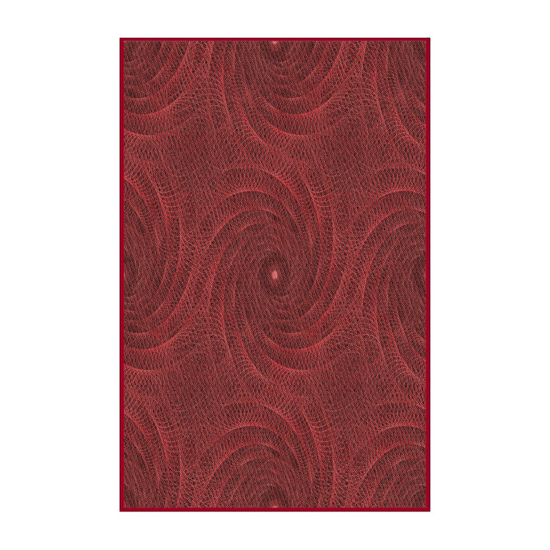 Tapis abstrait en laine rouge, Rectangle 3 pi x 5 pi