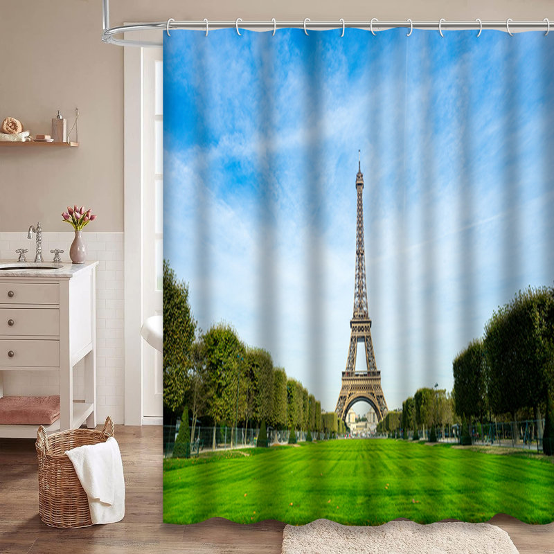 Rideau de douche avec 12 crochets Tour Eiffel Paris France, L 72 po x l 84 po