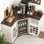 Armoire de coin avec réfrigérateur, coin café avec station de charge, armoire à vin en forme de L pour la maison (réfrigérateur non inclus)