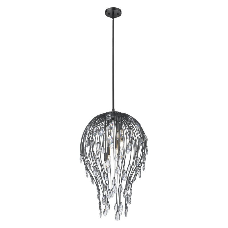 Luminaire suspendu 6 lumières noir mat Gabriella, Noir mat