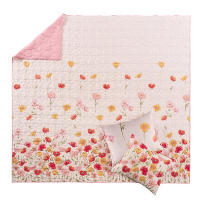 Greenland Home Fashions Breeze Blush 3-Piece King Size Quilt Set, 105x95 Inch