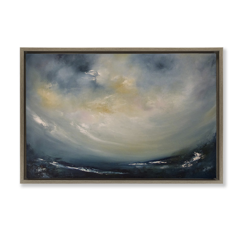  Soleil à travers les nuages orages, toile par Lydia Orange, H 21 po x l 31 po, Cadre brun