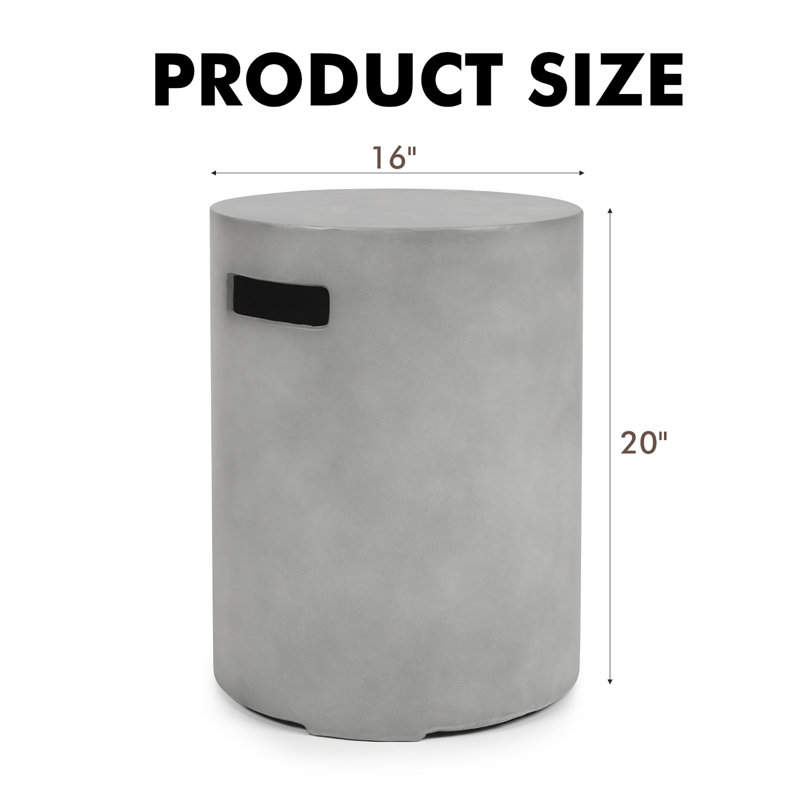 Grey Propane Tank Cover Table 16" x 20" – 20 lb Outdoor Concrete Gas Tank Holder with Side Handles, Patio Hideaway Table