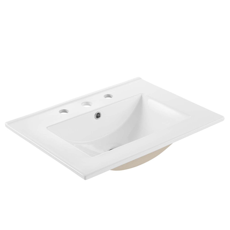 Modway Chaucer 24.5'' Single Bathroom Vanity with Wood Top, Oak/Black, White