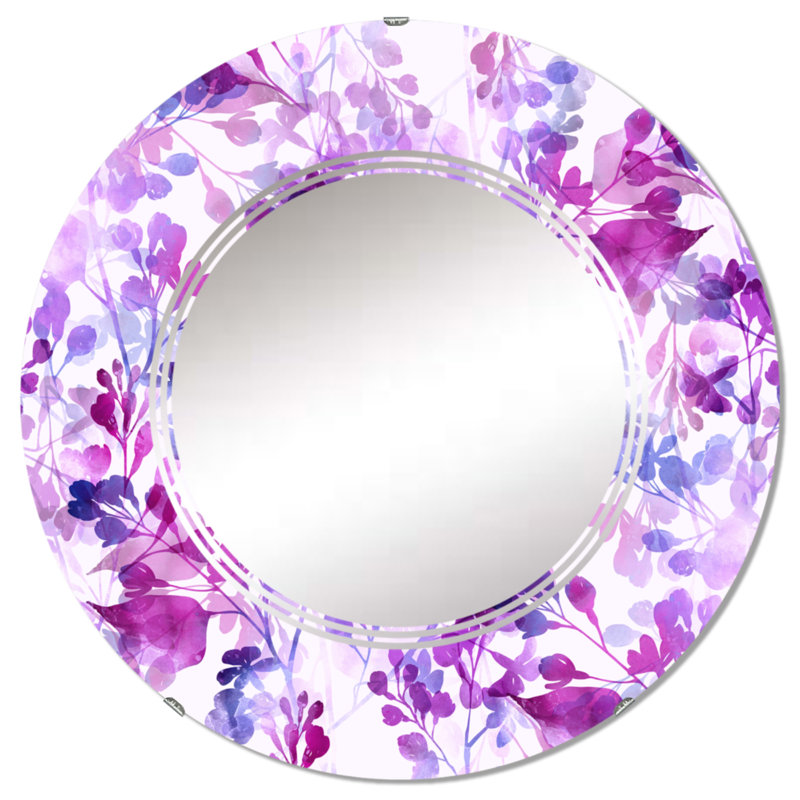 Branches de membres lilas - miroir mural à motif rond, 24 po x 24 po