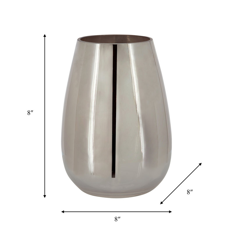 Decorative Glass Vase Glass High-Shine Glam Accent with Modern Curved Silhouette and Sleek Reflective Surface for Contemporary Interior Style Display.