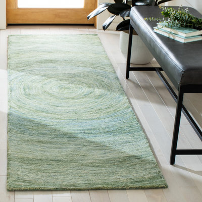 Tapis vert sauge / vert en laine touffeté à la main Moneta