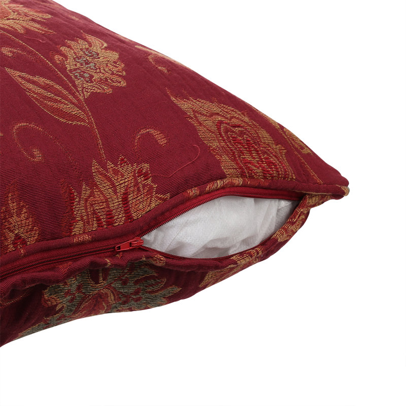 Floral Jacquard Polyester Filled Cushion, Burgundy, 55 x 55cm