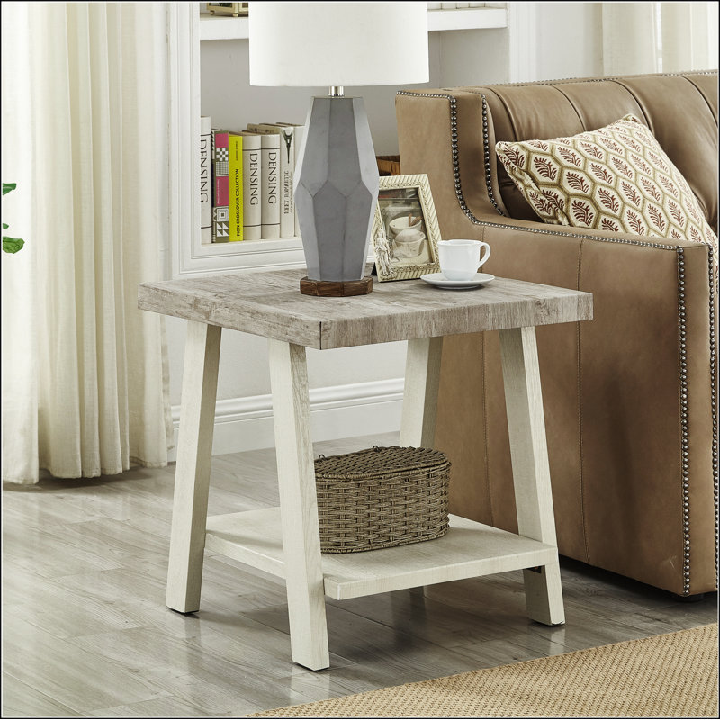 Table basse rectangulaire avec plateau et plateau en bois manufacturé, Gris