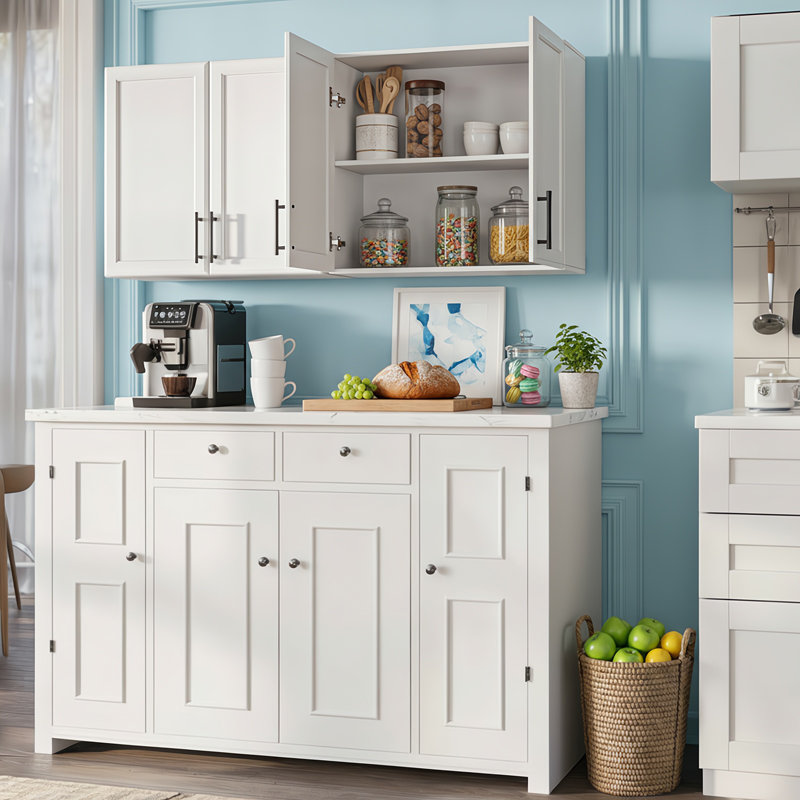 Armoire à lessive murale 24 po, armoire à pharmacie en bois avec tablette réglable (ensemble de 2), l 48 po, Blanc
