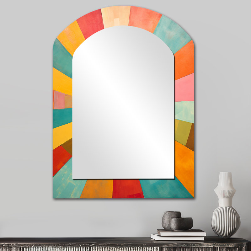 Miroir mural coloré Mid-Century, 34 po x 25 po