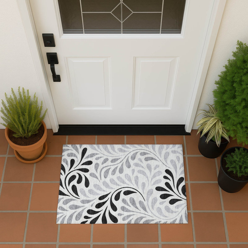 Machine Washable Indoor/Outdoor Chantille ACN2411 Botanical Rug, Rectangle 1'8" x 2'6"