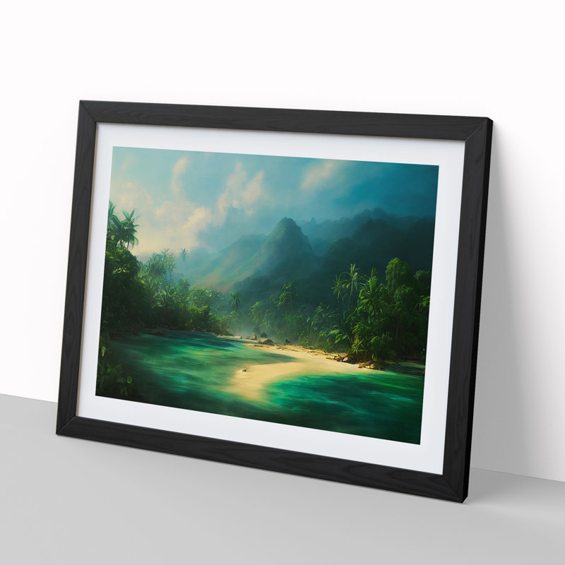 Tropical Forest Beach Vol.2 - Single Picture Frame Print, Black, 25cm H x 34cm W x 2cm D