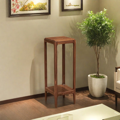 Solid Wood Table with Thickened Top Double Shelves by dujinlong home