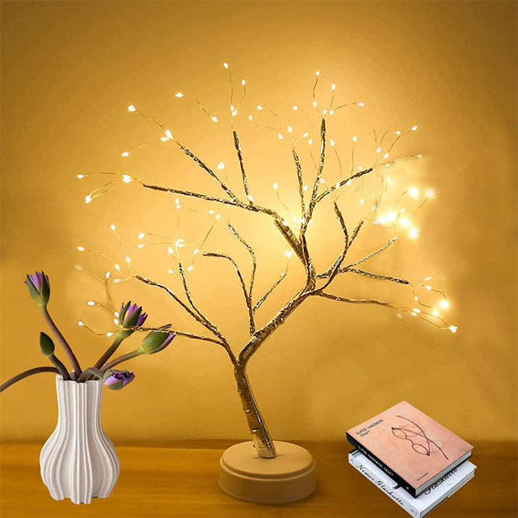 4 Pcs 20 Bonsai Fairy Tree Light 108 LED Artificial Tree Lamp Battery/USB  Operated DIY Birch Tree Warm Fairy Light for Indoor Home Desktop Christmas