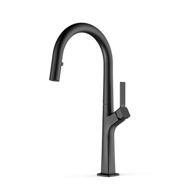 Juno Commercial Black Deck Mounted Single Handle Pull Out Kitchen Faucet