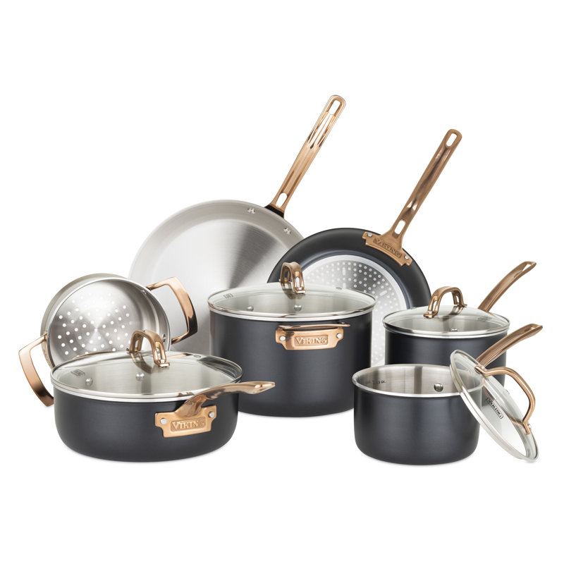 Viking 11-Piece Matte Black and Copper Cookware Set