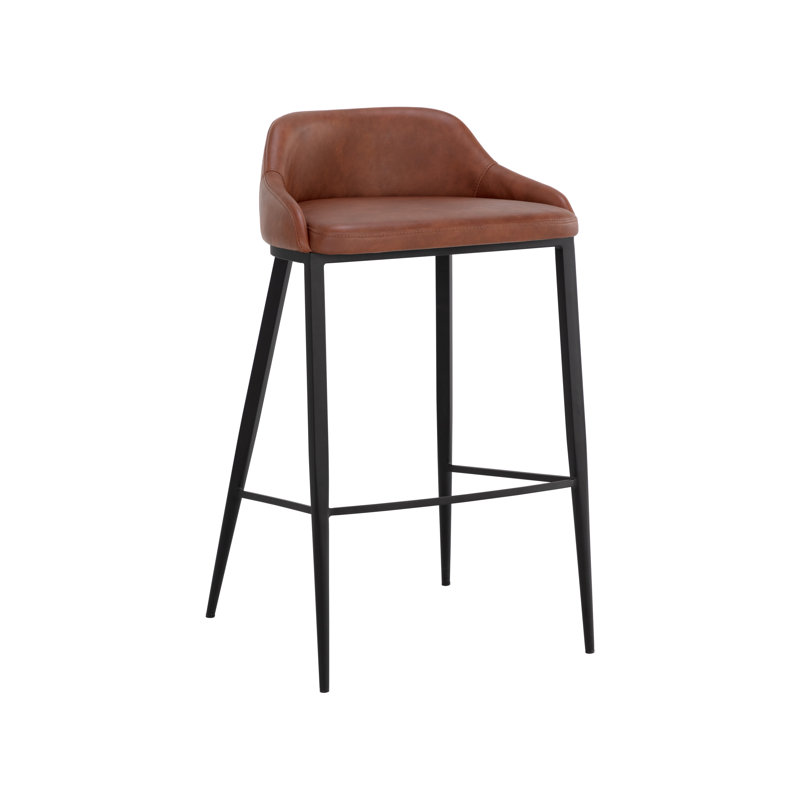 ASTRA Upholstered Stool with Metal Frame, Bar Stool (29.75" Seat Height), Brown