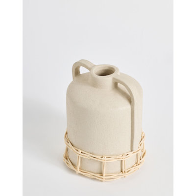 Natural Rattan Weaving Ceramic Vase