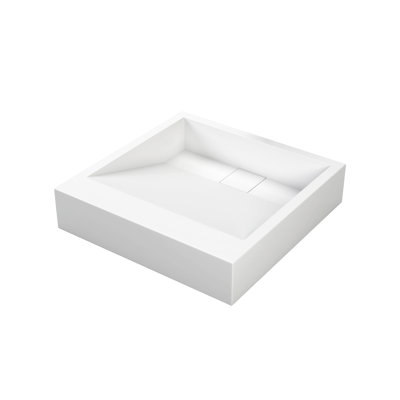Cantrio ST-18184 18 inch SolidTech Matte White Solid Surface Above-Counter Bathroom Sink