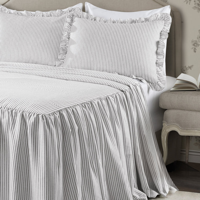 Reyna Microfiber Reversible 3 Piece Bedspread Set, King Bedspread + 2 King Shams, Gray