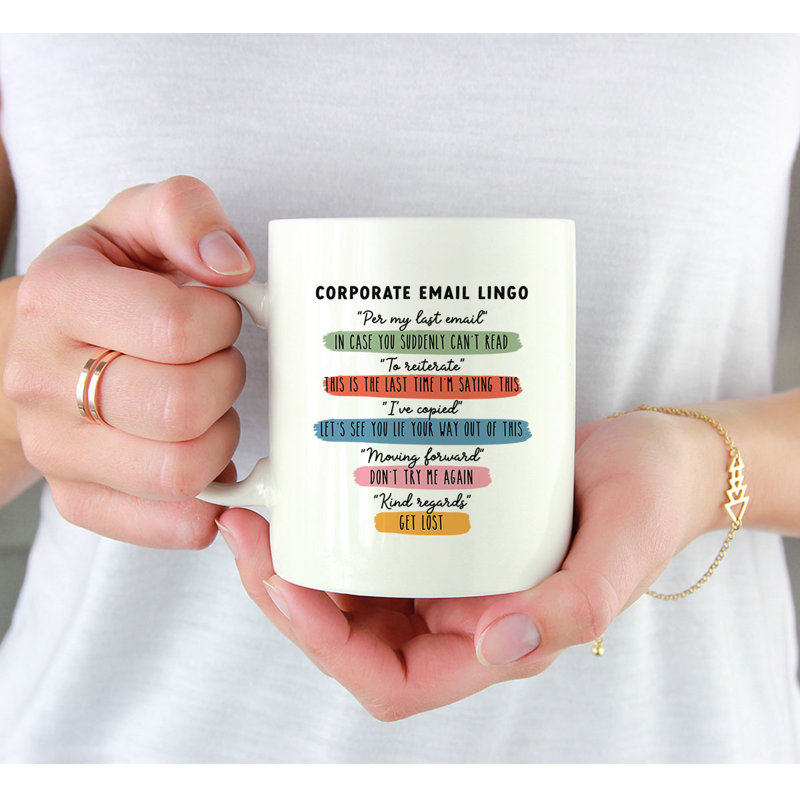 White Ceramic 11oz Funny Corporate Email Lingo Mug