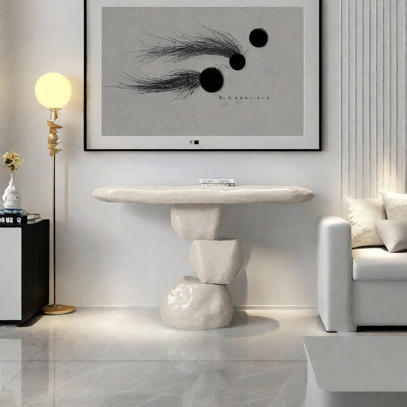 Console Modern Minimalist Art Design, Beige, H 35,43 po x l 47,24 po x P 15,75 po