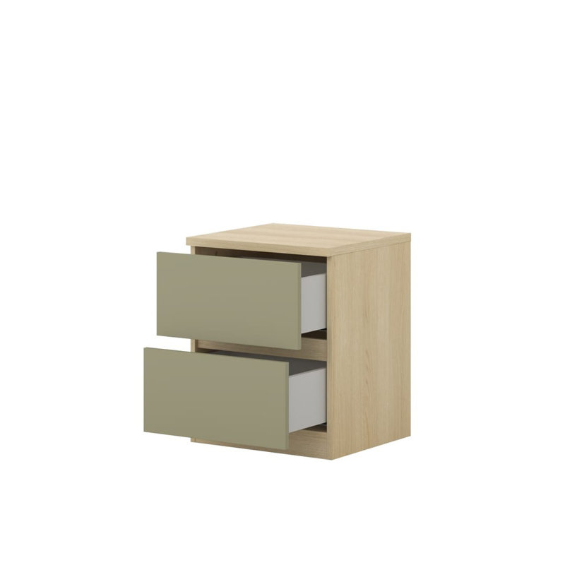 Bolat 45cm W Manufactured Wood Bedside Table, Oak/Eucalyptus
