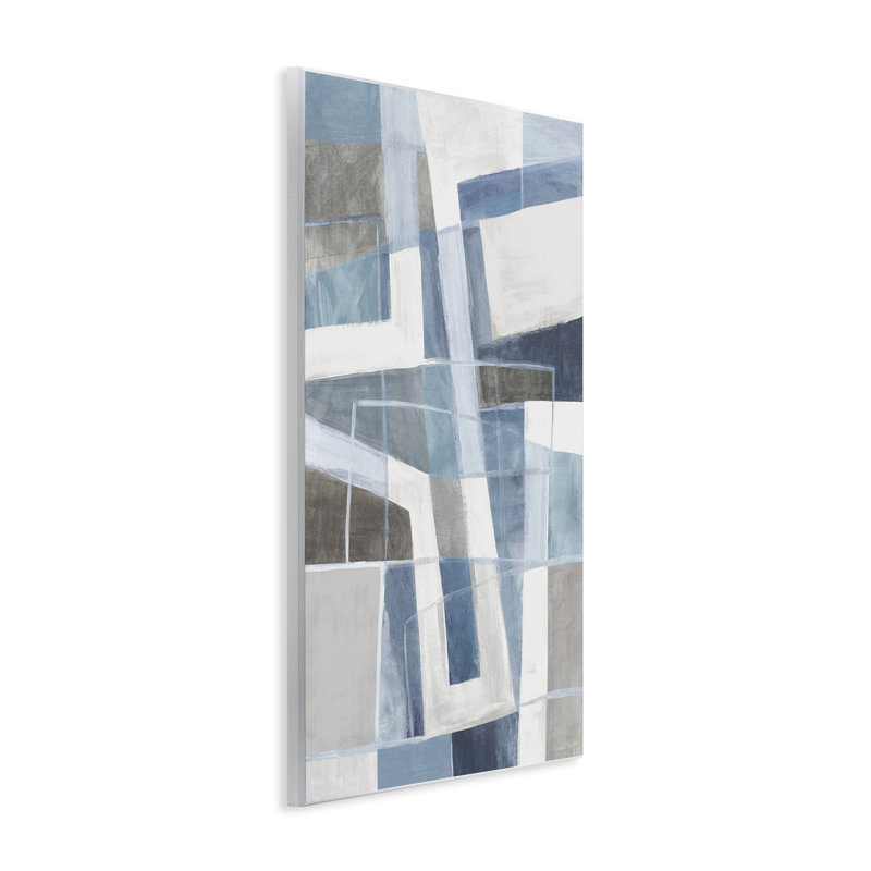 Art mural subtil bleu géométrique, design par Hannah Dawson, H 15 po x l 10 po