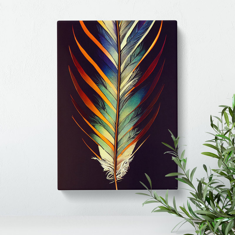 Feather Of Colour No.6 - Wrapped Canvas, 50cm H x 35cm W x 3cm D