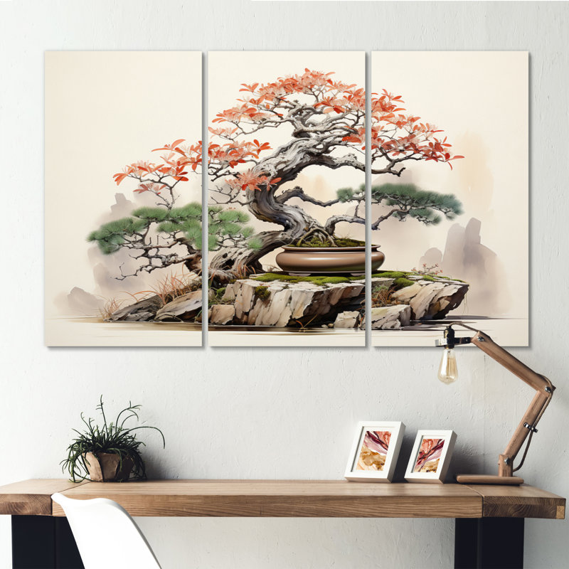 Asian Art Bonsais Wisdom I - ensemble de reproductions d'art sur toile asiatique, H 28 po x l 36 po x P 1 po