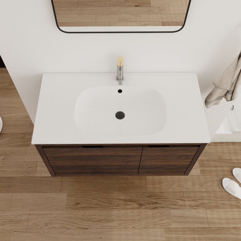 Meuble-lavabo simple avec plateau Beggley 35,94, Brun
