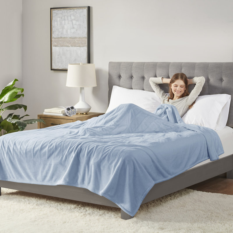 Couverture chauffante moelleuse, Complet, Bleu clair